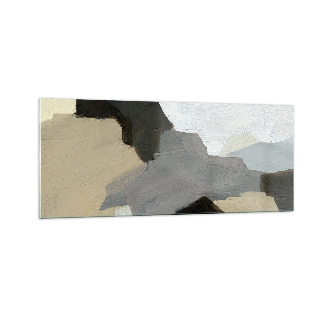 Tablou pe sticlă - Abstracție: despărțirile griului - 100x40 cm