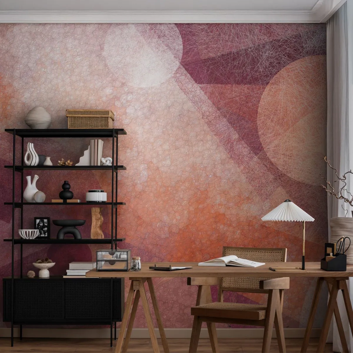 Tapet Autoadeziv Deluxe Sticker - Transformări geometrice în roz - Abstracția, Bucată, Model modern - 250x175 cm