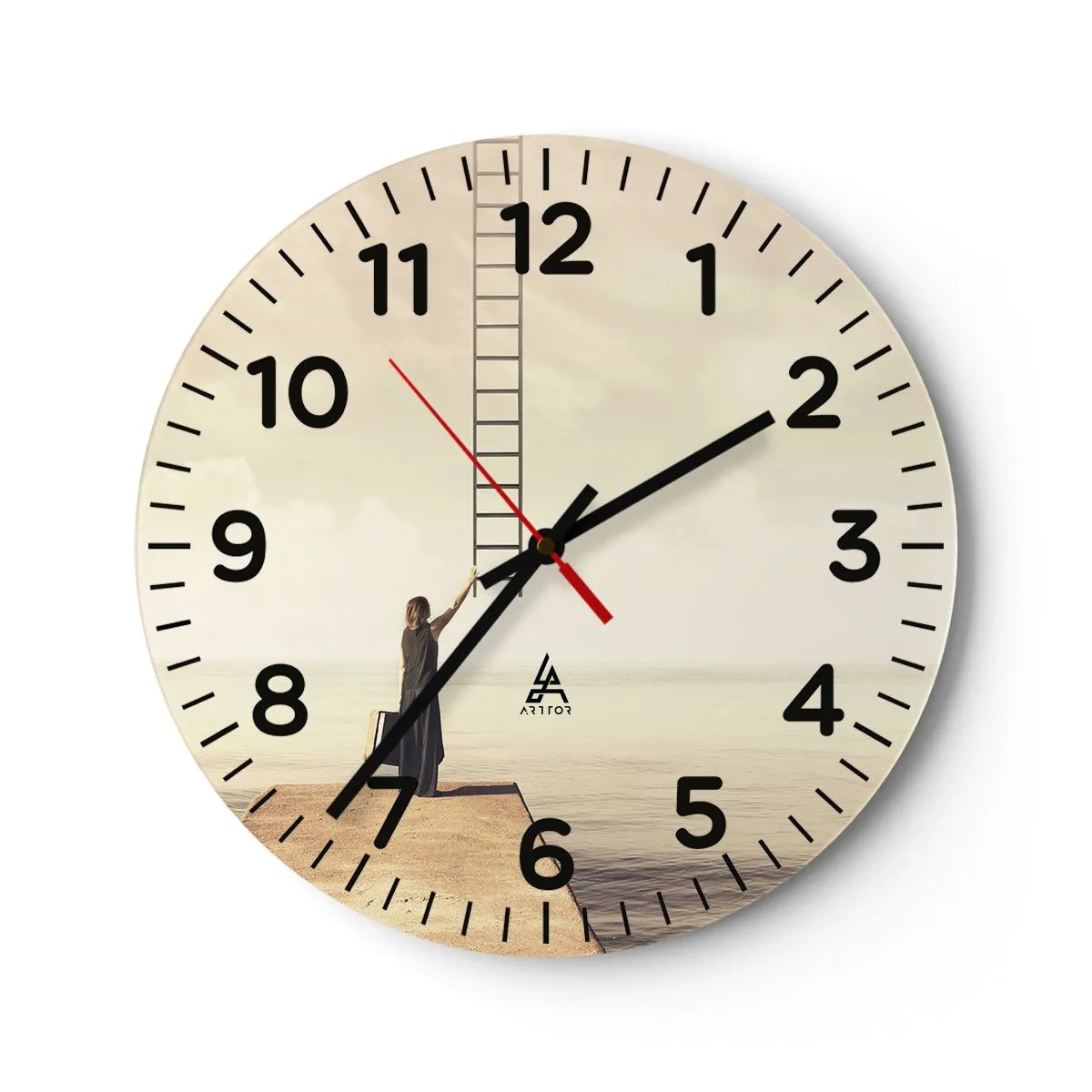 Ceas de perete - Ceas pe sticlă - O călătorie conceptuală - 40x40 cm