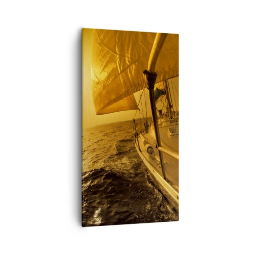 Tablou pe pânză - O seară aurie după o zi multicoloră - 55x100 cm