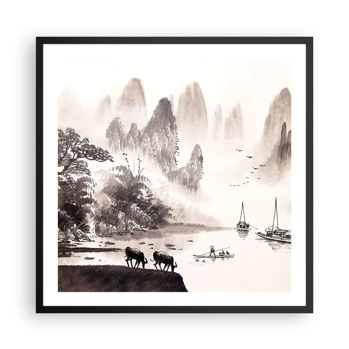 Poster în ramă neagră - Viața exotică de zi cu zi a Estului - 60x60 cm