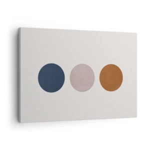 Tablou pe pânză Canvas - O compoziție minimalistă cu trei cercuri colorate - 70x50cm - Simbol de excelență - Decorațiune modernă pentru perete pentru living și dormitor ARTTOR