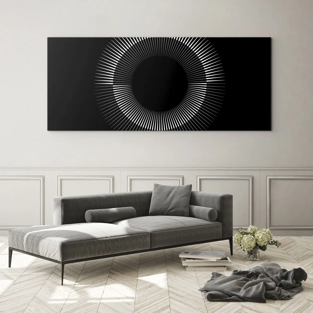Tablou pe sticlă - Soarele Negru - 100x40 cm