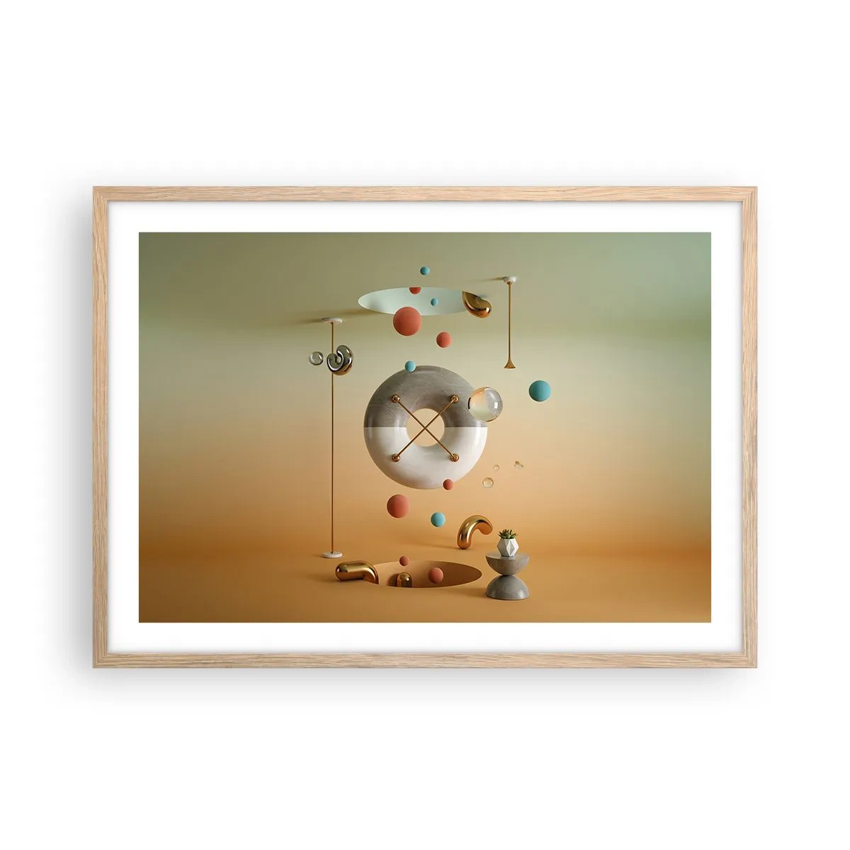 Poster în ramă de stejar deschis - Orice se poate întâmpla - 70x50 cm