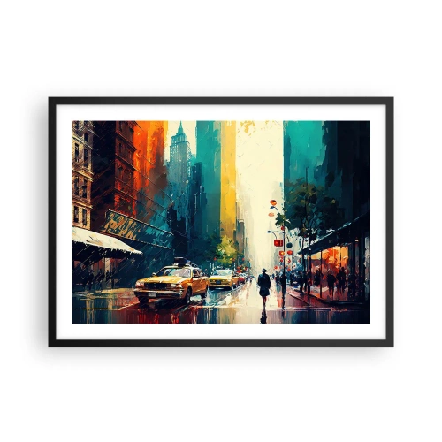 Poster în ramă neagră - New York - aici și ploaia este colorată - 70x50 cm
