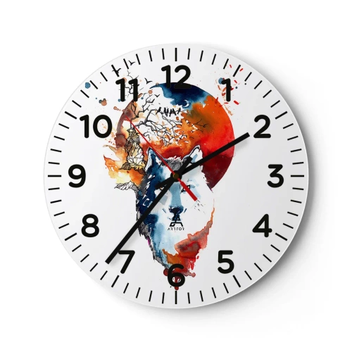 Ceas de perete - Ceas pe sticlă - Bot în bot cu noaptea - 40x40 cm