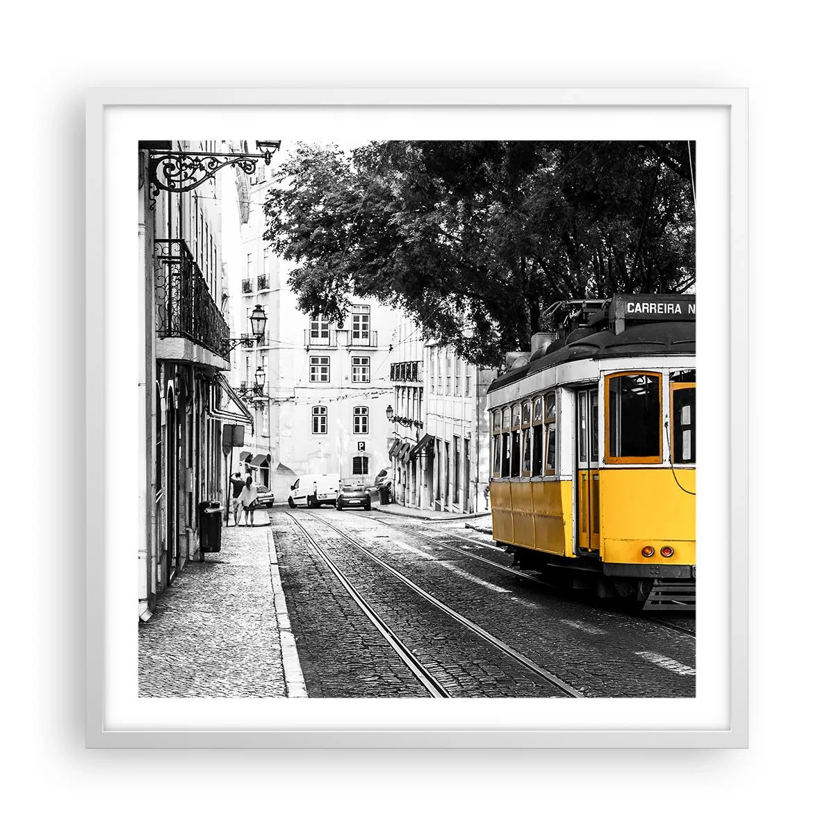 Poster în ramă albă - Sună fado în fundal - 60x60 cm