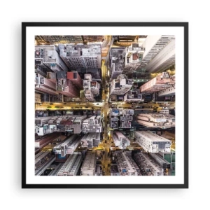 Poster în ramă neagră - Salutări din Hongkong - 60x60 cm