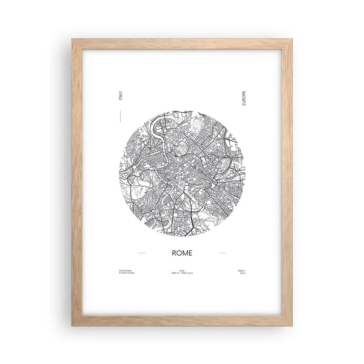 Poster în ramă de stejar deschis - Anatomia Romei - 30x40 cm