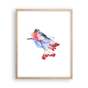 Poster în ramă de stejar deschis - Iarna în culori - 40x50 cm