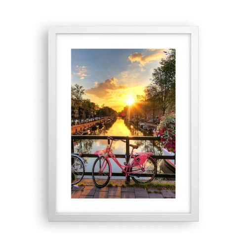 Poster în ramă albă - Dimineața de primăvară în Amsterdam - 30x40 cm