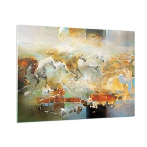 Tablou pe sticlă - Galopând prin lumină - 100x70 cm