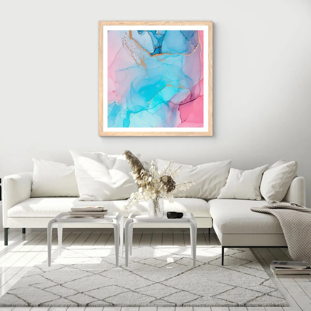 Poster în ramă de stejar deschis - Întâlnire și întrepătrundere - 60x60 cm