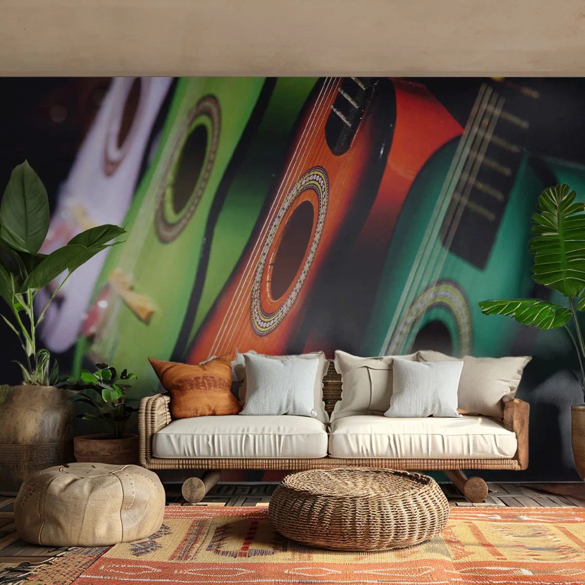 Tapet Premium Sand - Chitara are multe culori - Muzică, Chitară, Un instrument muzical - 150x105 cm