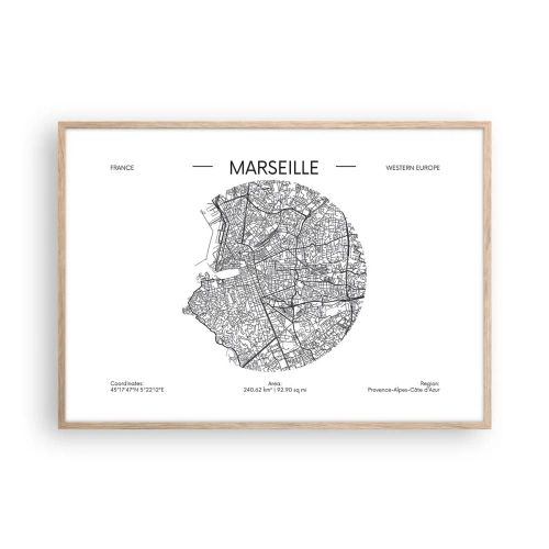 Poster în ramă de stejar deschis - Anatomia Marsiliei - 100x70 cm