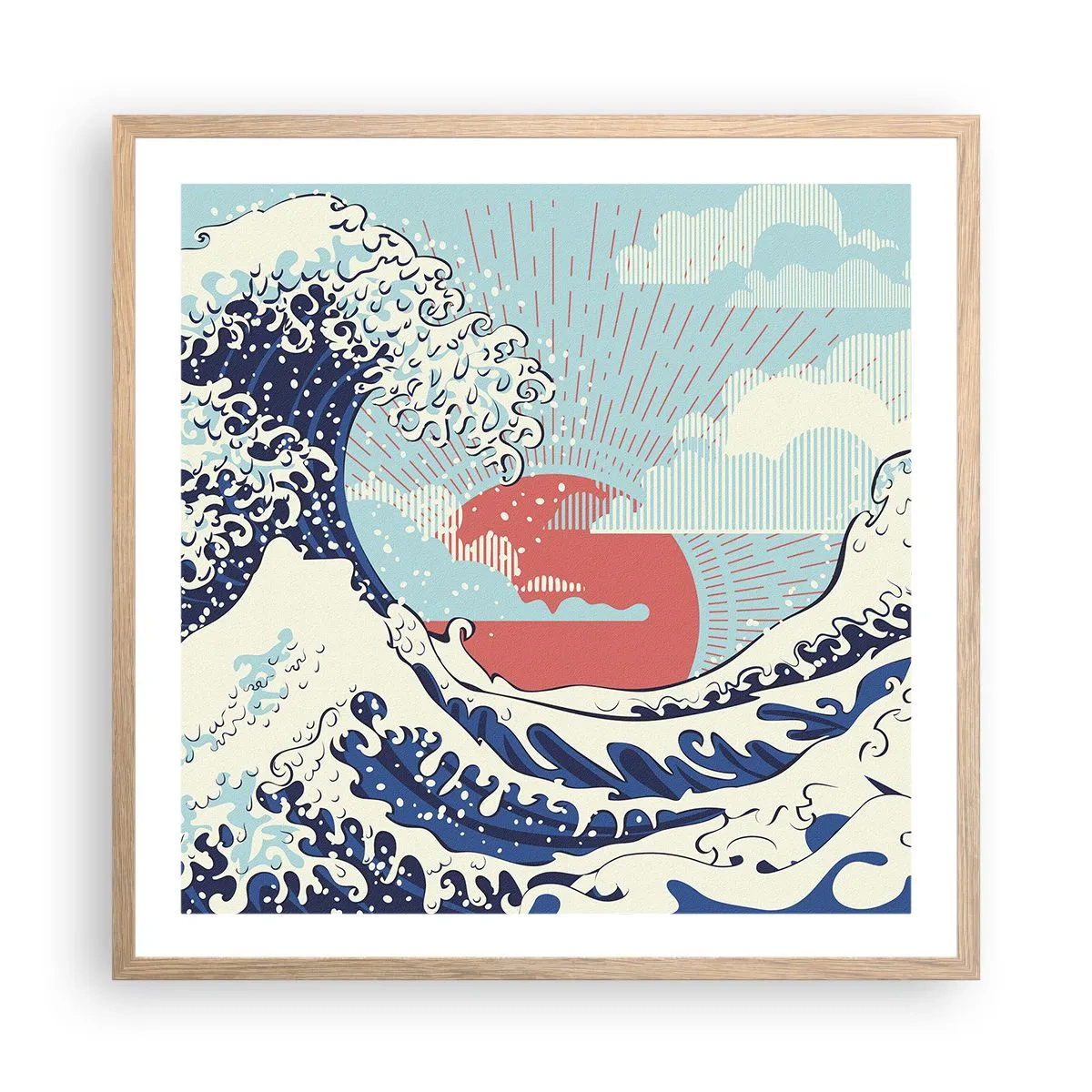 Poster în ramă de stejar deschis - Din inspirații japoneze - 60x60 cm