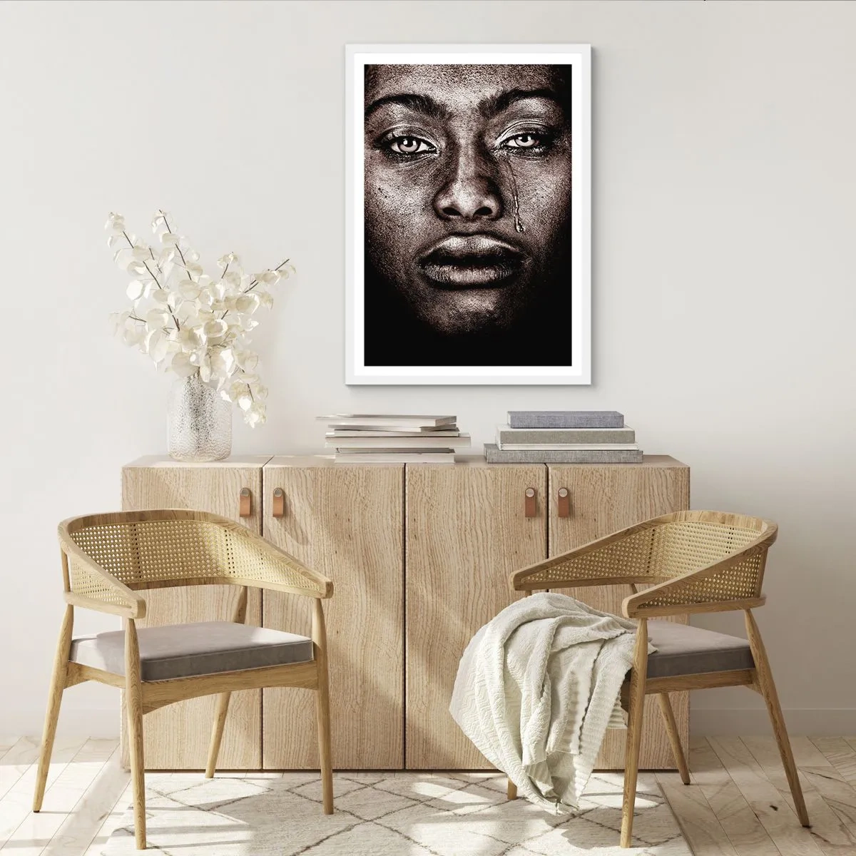 Poster în ramă albă - O singură lacrimă - 70x100 cm