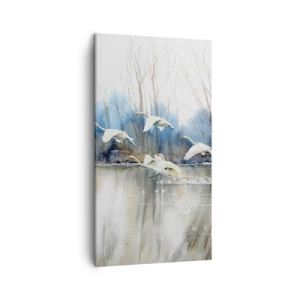 Tablou pe pânză - Dansând cu lebedele sălbatice - 45x80 cm