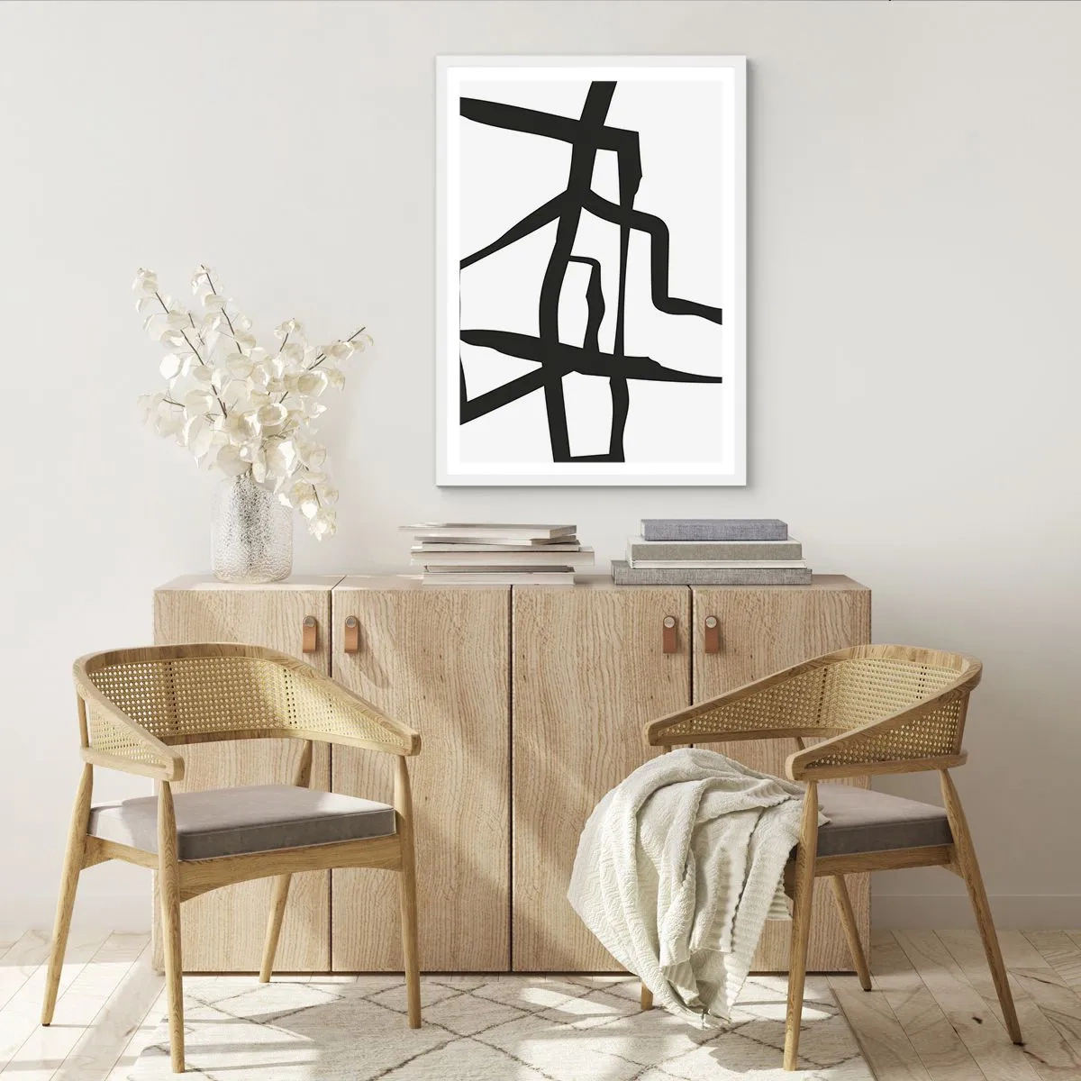 Poster în ramă albă - Construcție în alb și negru - 70x100 cm