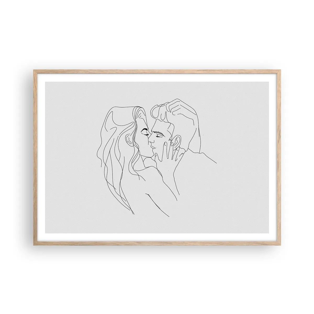 Poster în ramă de stejar deschis - Cu aceeași linie - 100x70 cm