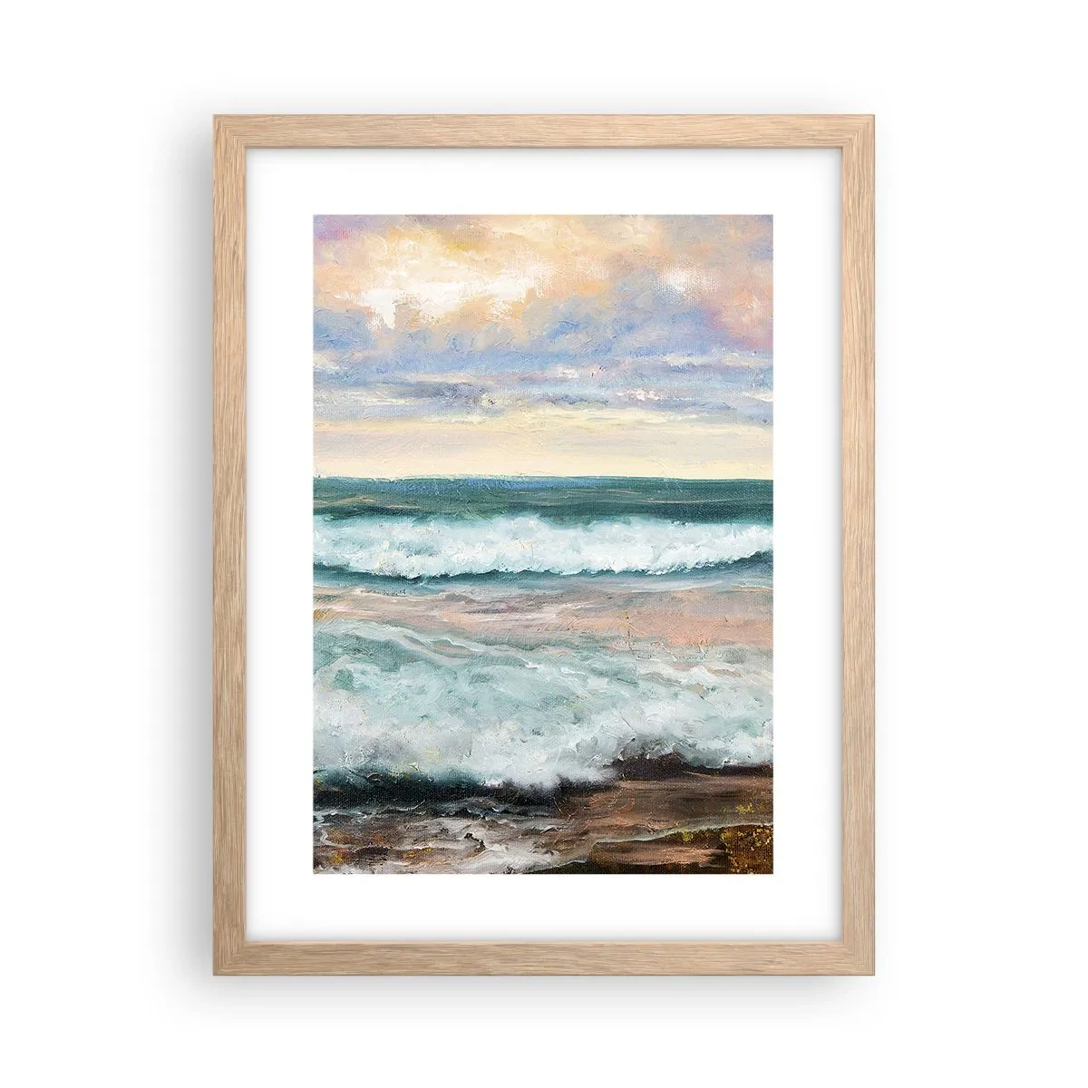 Poster în ramă de stejar deschis - Aici îți vei alina sufletul - 30x40 cm