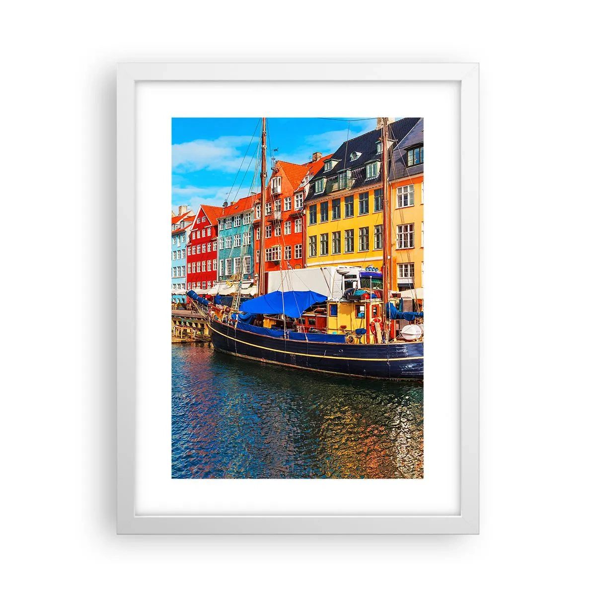 Poster în ramă albă - Portul vesel - 30x40 cm