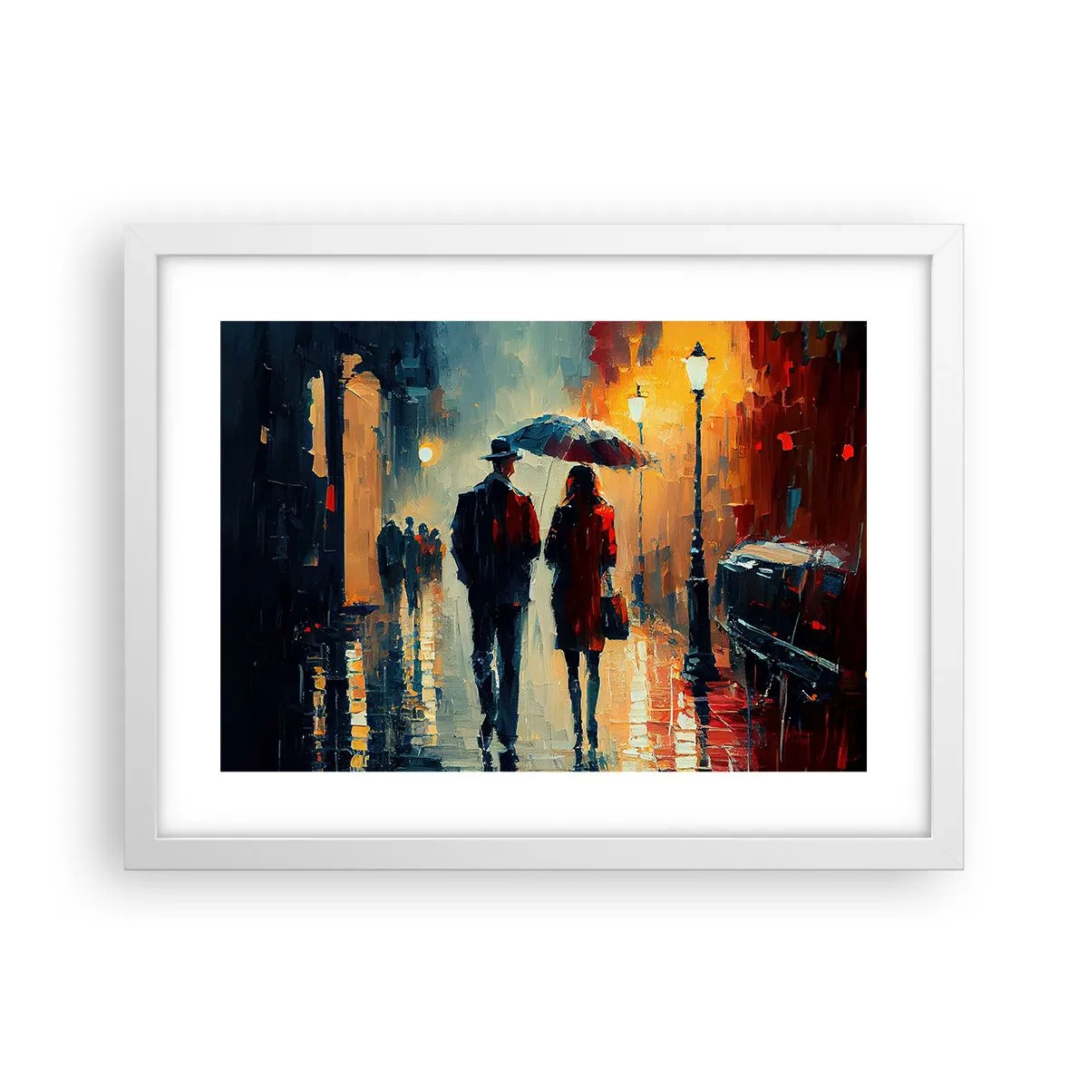 Poster în ramă albă - Poveste de dragoste urbană - 40x30 cm