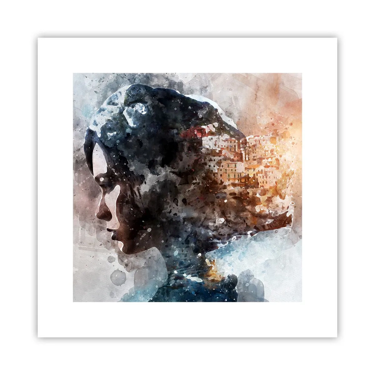 Poster - Povestea unei fete cu un oraș în fundal - 30x30 cm