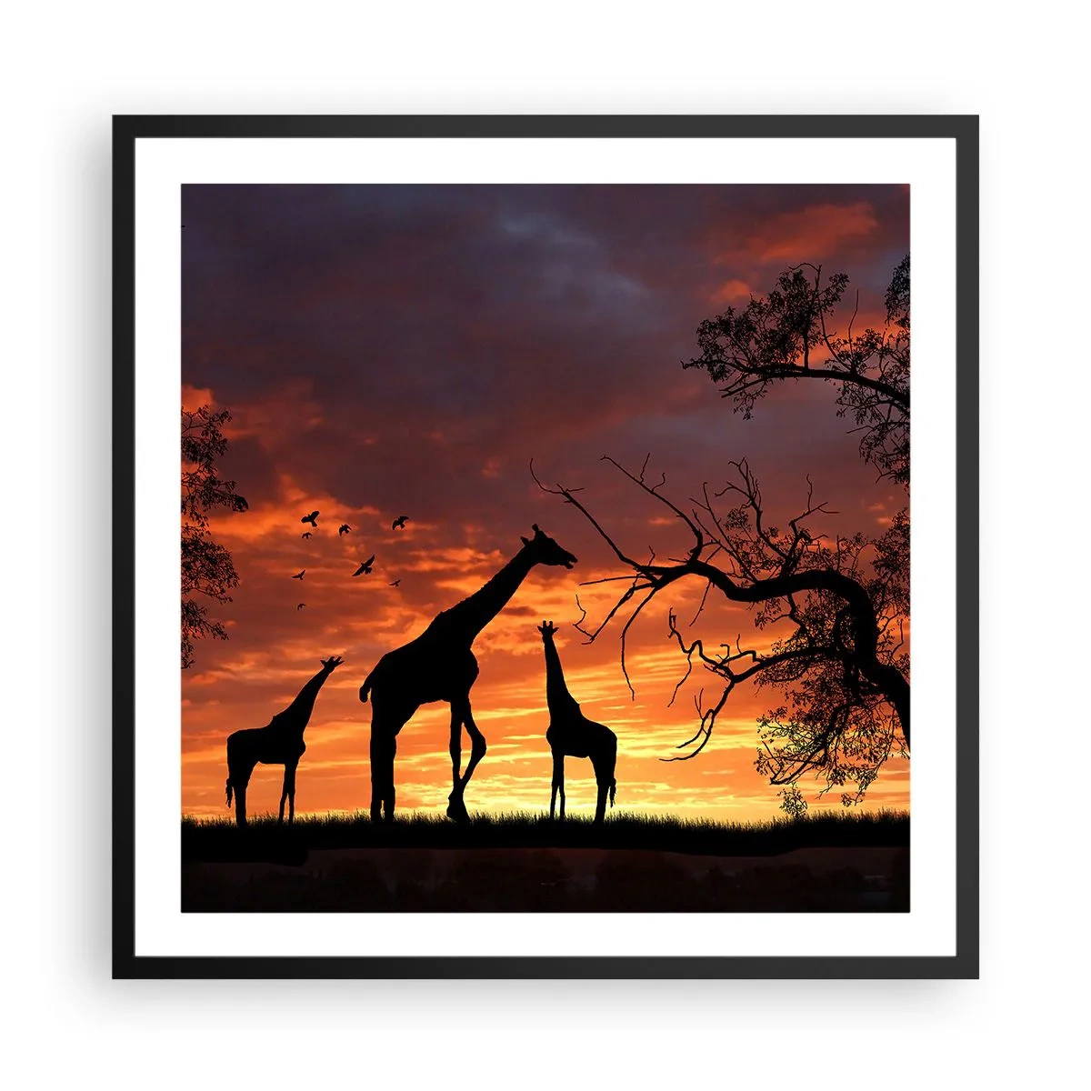 Poster în ramă neagră - O mică cină cu cei dragi - 60x60 cm