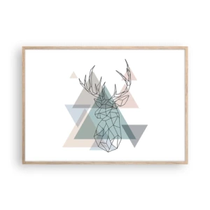 Poster în ramă de stejar deschis - Într-o pădure geometrică - 100x70 cm