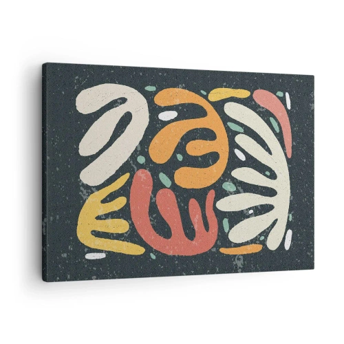 Tablou pe pânză Canvas - Forme abstracte în culori calde pe un fundal întunecat - 70x50cm - Compoziție - te-am prins - Decorațiune modernă pentru perete pentru living și dormitor ARTTOR