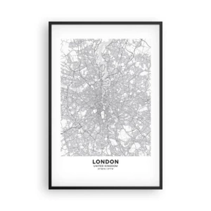 Poster în ramă neagră - Harta labirintului din Londra - 61x91 cm