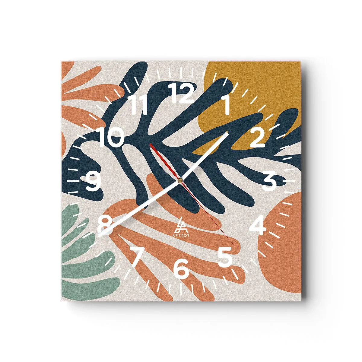 Ceas de perete - Ceas pe sticlă - Mări de corali - 30x30 cm