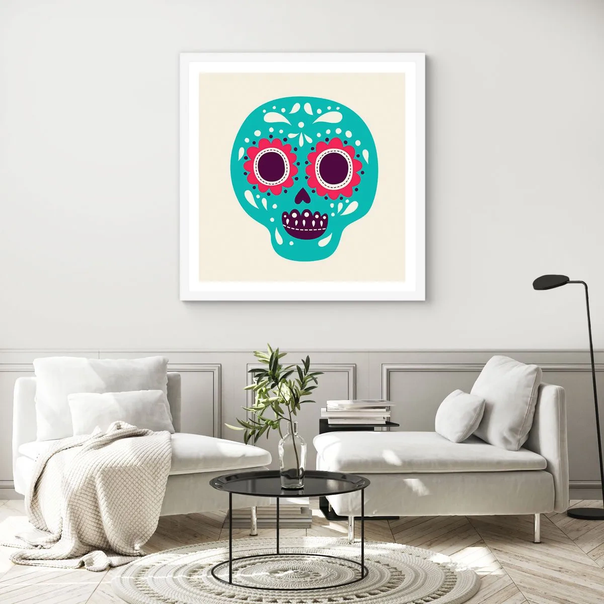 Poster în ramă albă - Viața - distracție până la moarte - 30x30 cm