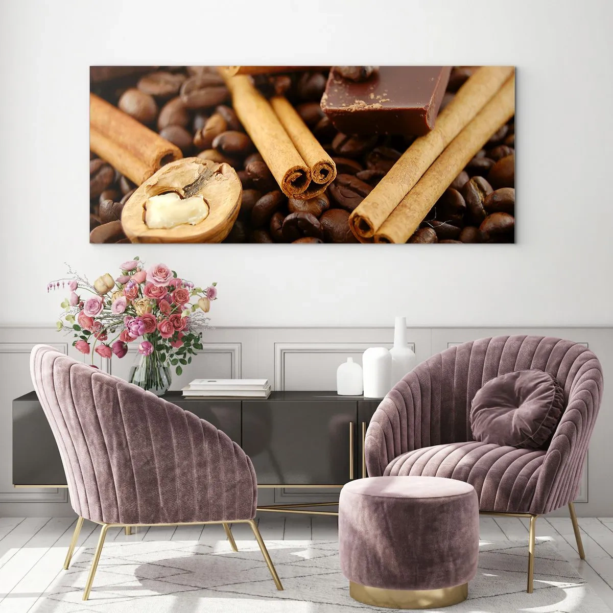 Tablou pe sticlă - Concert de arome - 90x30 cm