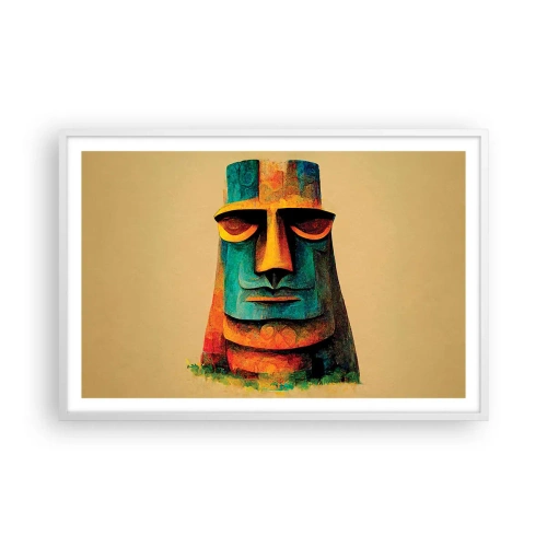 Poster în ramă albă - Statuie, dar simpatică - 91x61 cm