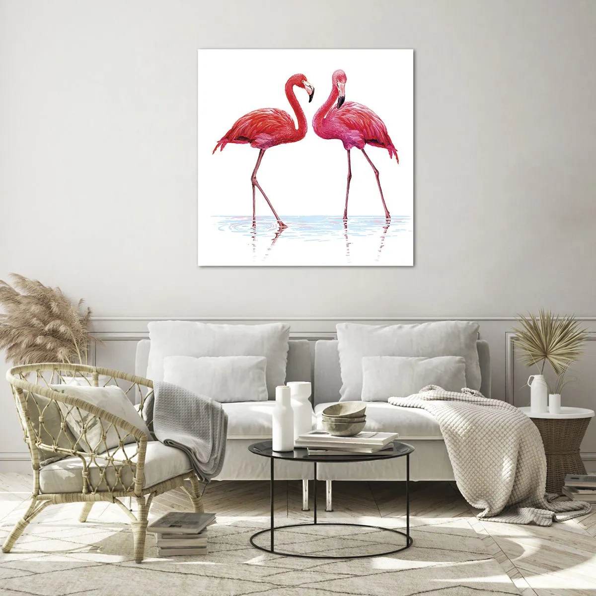 Tablou pe sticlă - Pink randez-vous - 60x60 cm