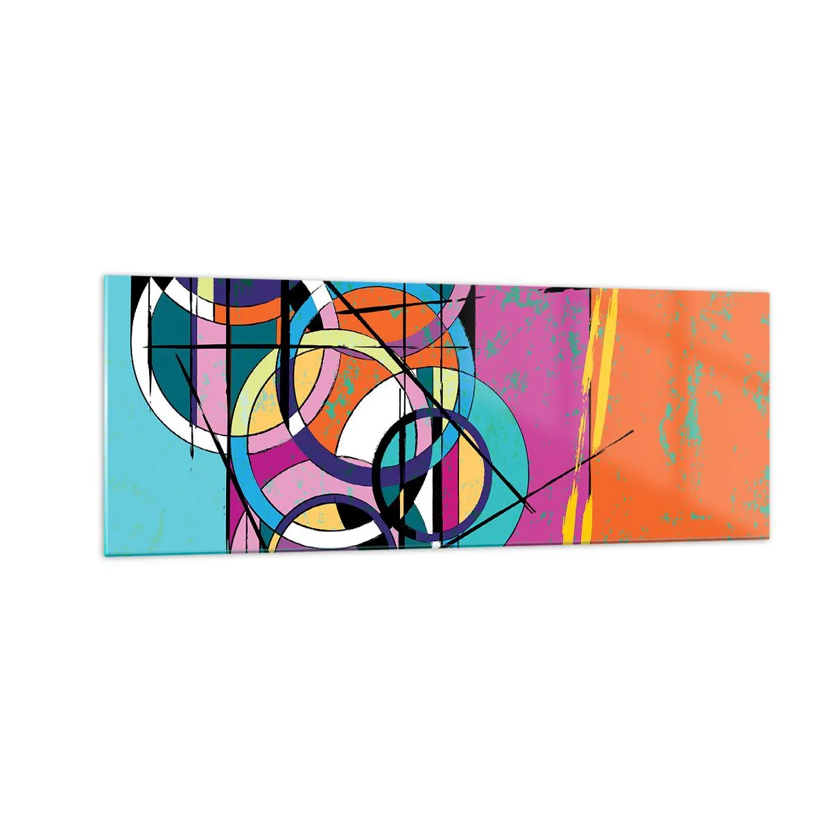 Tablou pe sticlă - Roată cu roată - 140x50 cm