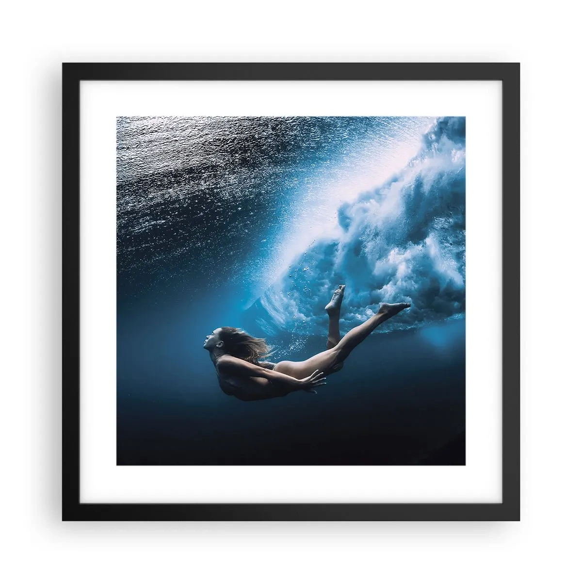Poster în ramă neagră - Sirena modernă - 40x40 cm