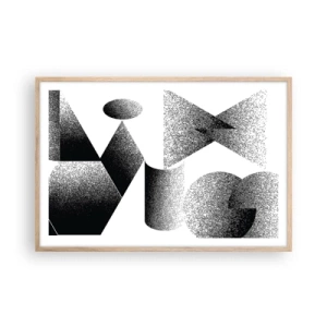 Poster în ramă de stejar deschis - Unghiuri și ovale - 91x61 cm