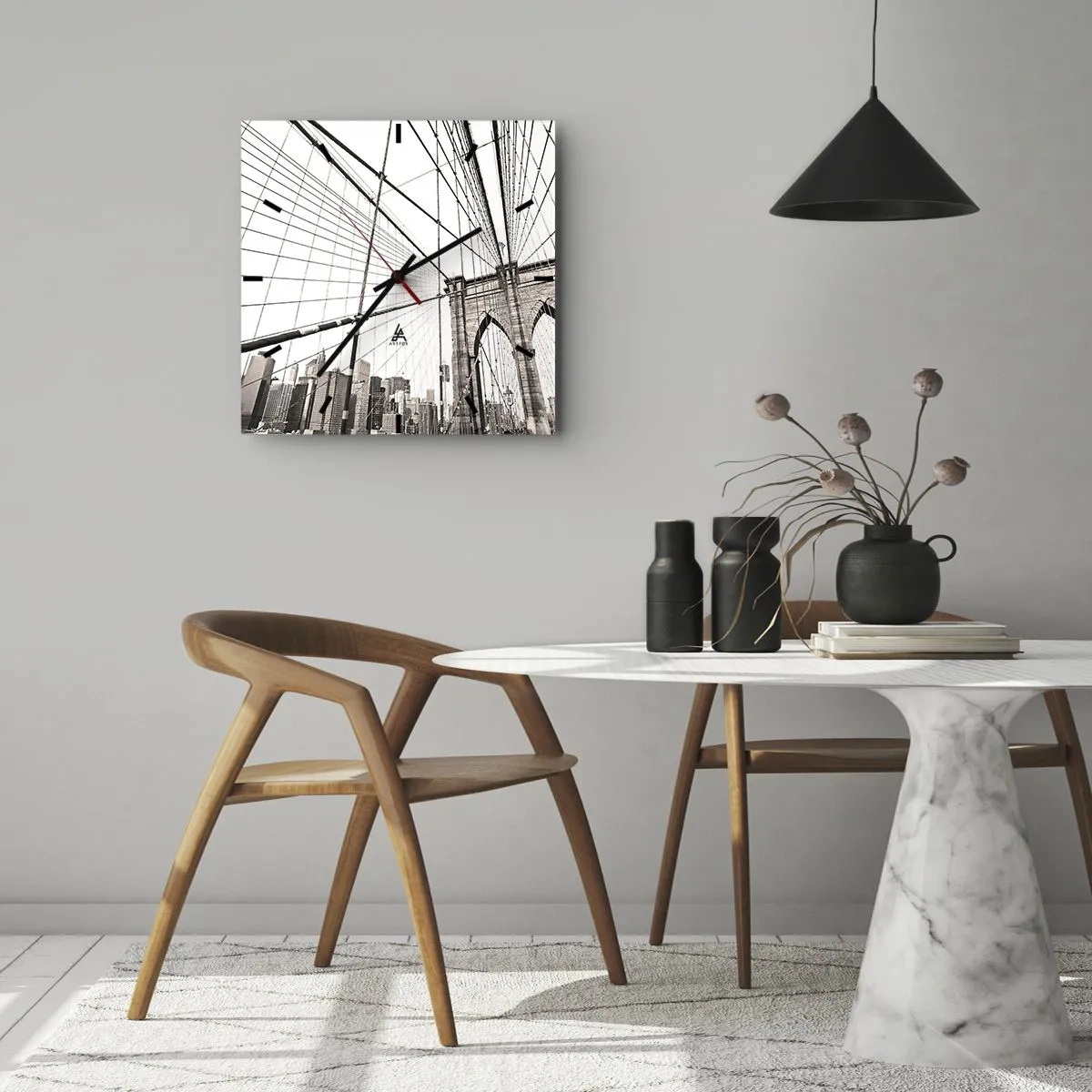 Ceas de perete - Ceas pe sticlă - Catedrala din New York - 40x40 cm