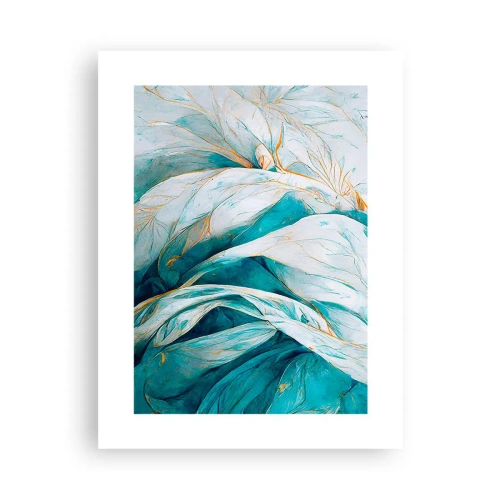 Poster - Abstractul albastru cu motiv auriu - 30x40 cm
