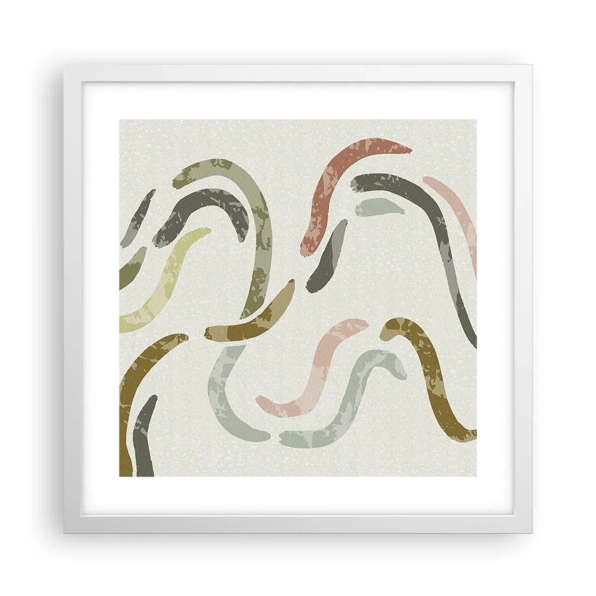 Poster în ramă albă - Dansul vesel al abstracției - 40x40 cm