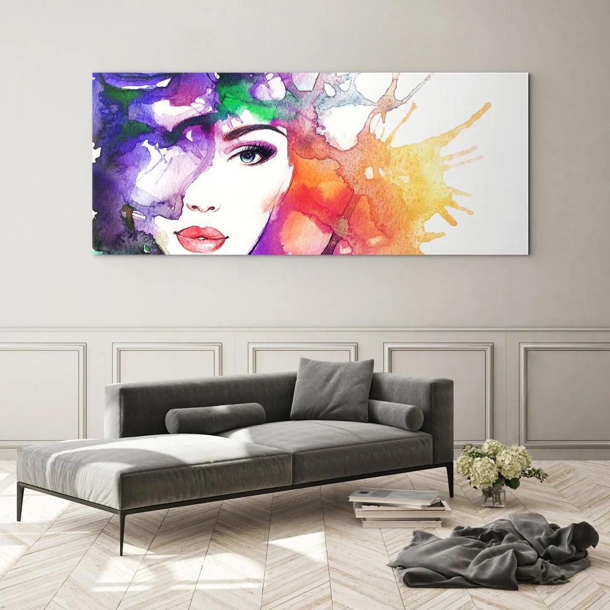 Tablou pe sticlă - Cu capul în nori - 140x50 cm