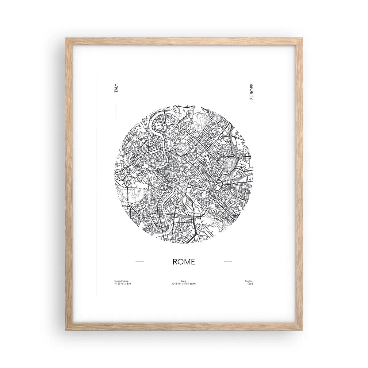 Poster în ramă de stejar deschis - Anatomia Romei - 40x50 cm