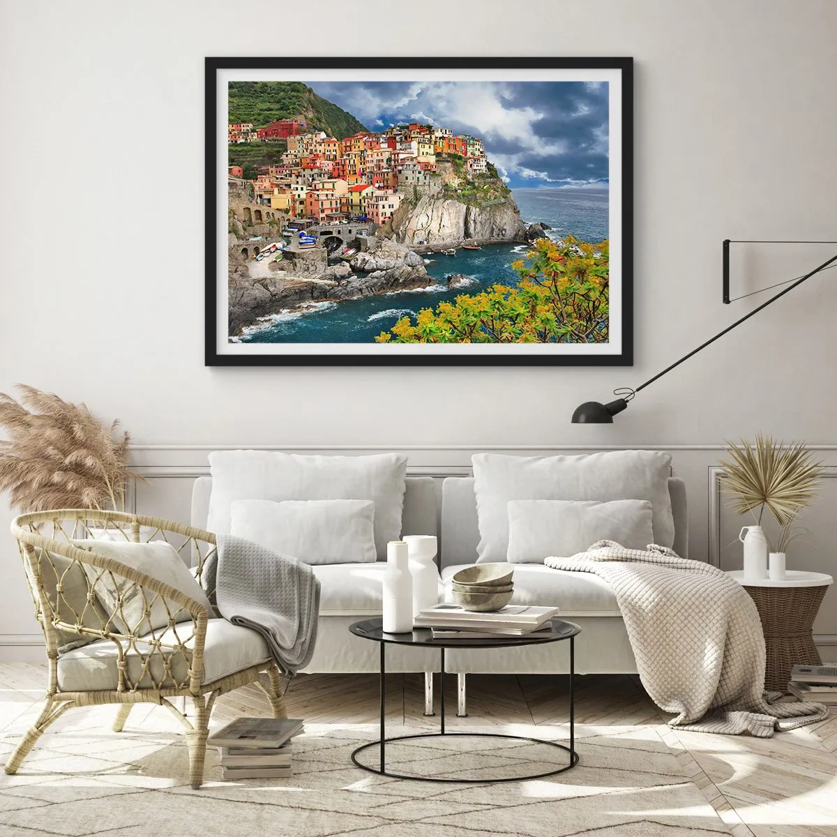 Poster în ramă neagră - Îmbrățișați de stânci - 100x70 cm