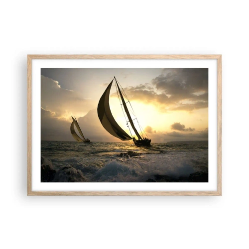 Poster în ramă de stejar deschis - Vânt în jos și în sus - 70x50 cm