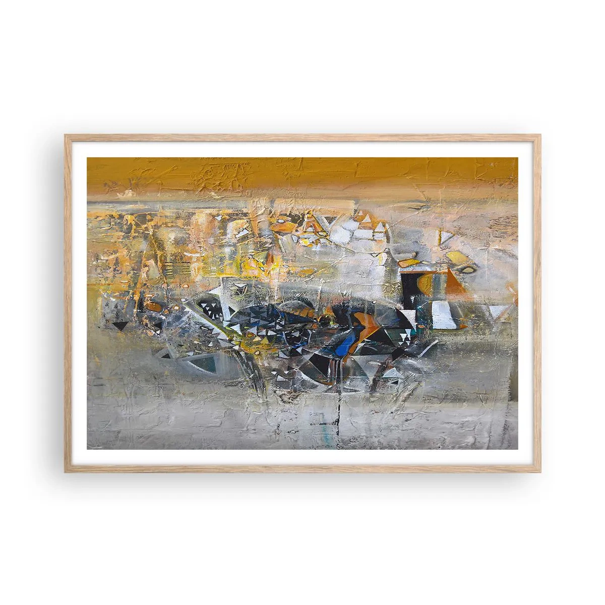 Poster în ramă de stejar deschis - Totul va fi bine - 100x70 cm