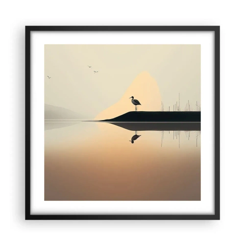 Poster în ramă neagră - Domn pe lac - 50x50 cm