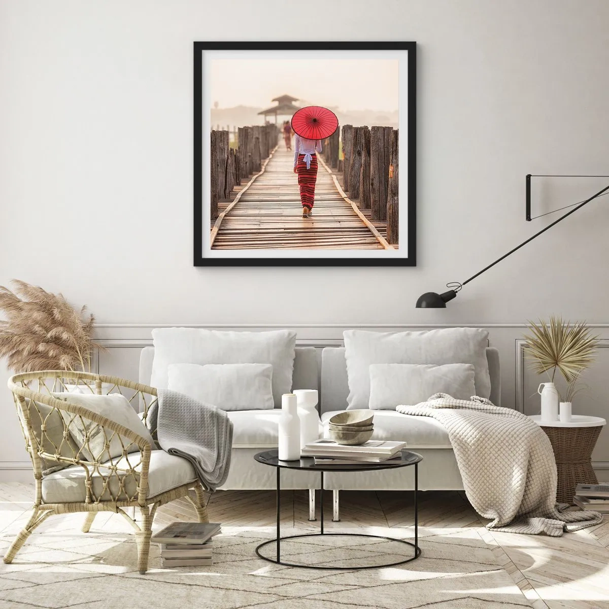 Poster în ramă neagră - Pe podul vechi - 30x30 cm